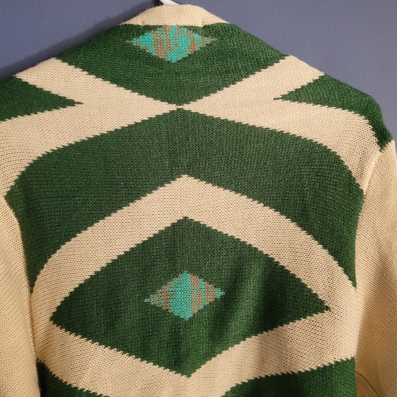 B Sharp Mohair Blend Colorful Aztec Tribal Print Poncho Cardigan Sweater Sz L - Picture 6 of 8